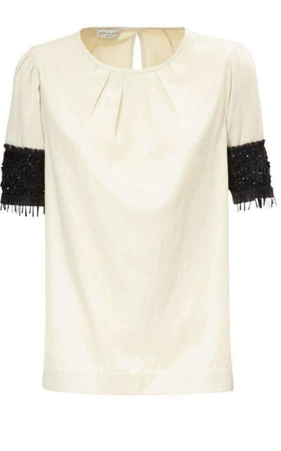 Dries Van Noten Embellished Sleeve Cotton Blend Top - Runway Catalog