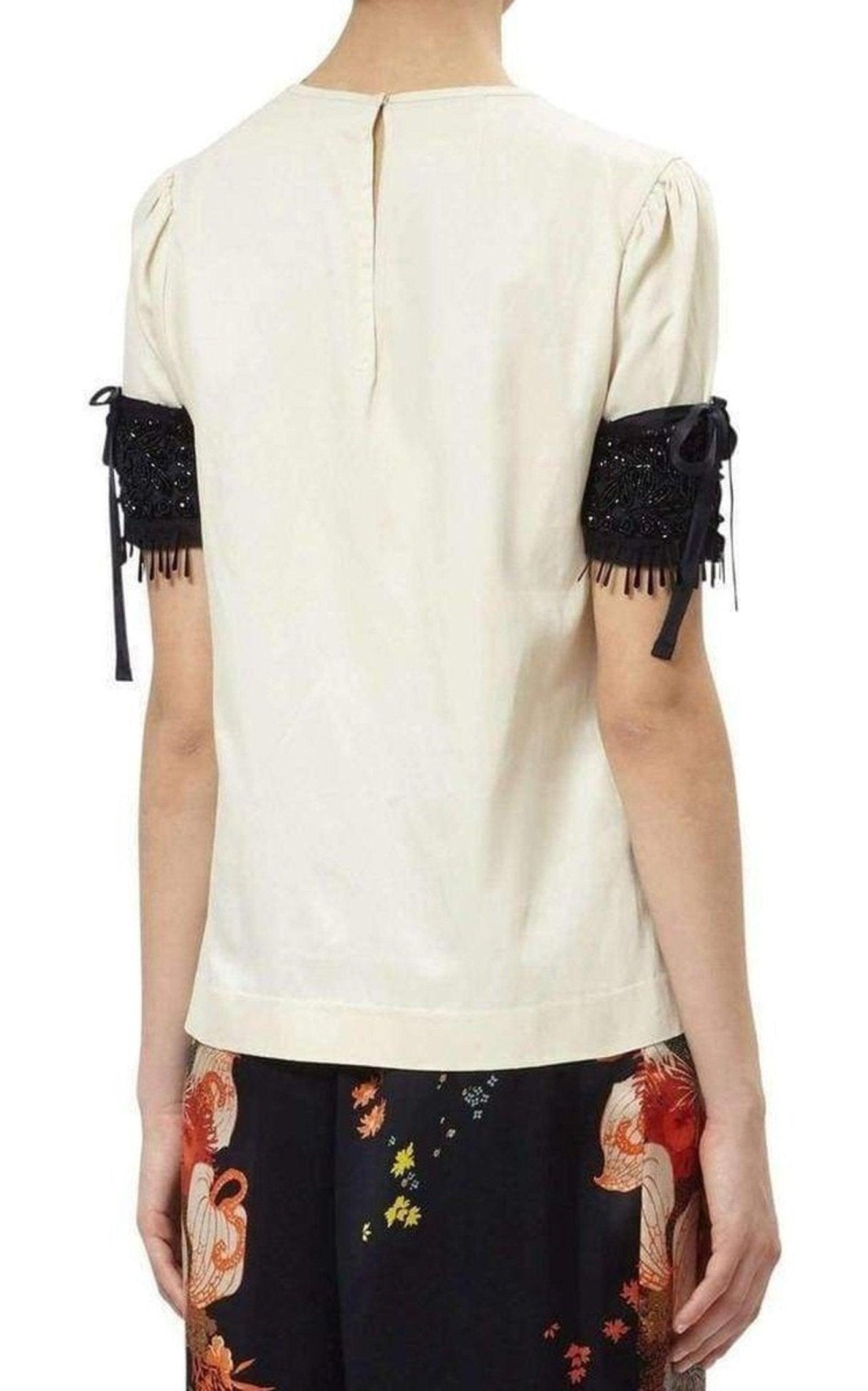 Dries Van Noten Embellished Sleeve Cotton Blend Top - Runway Catalog