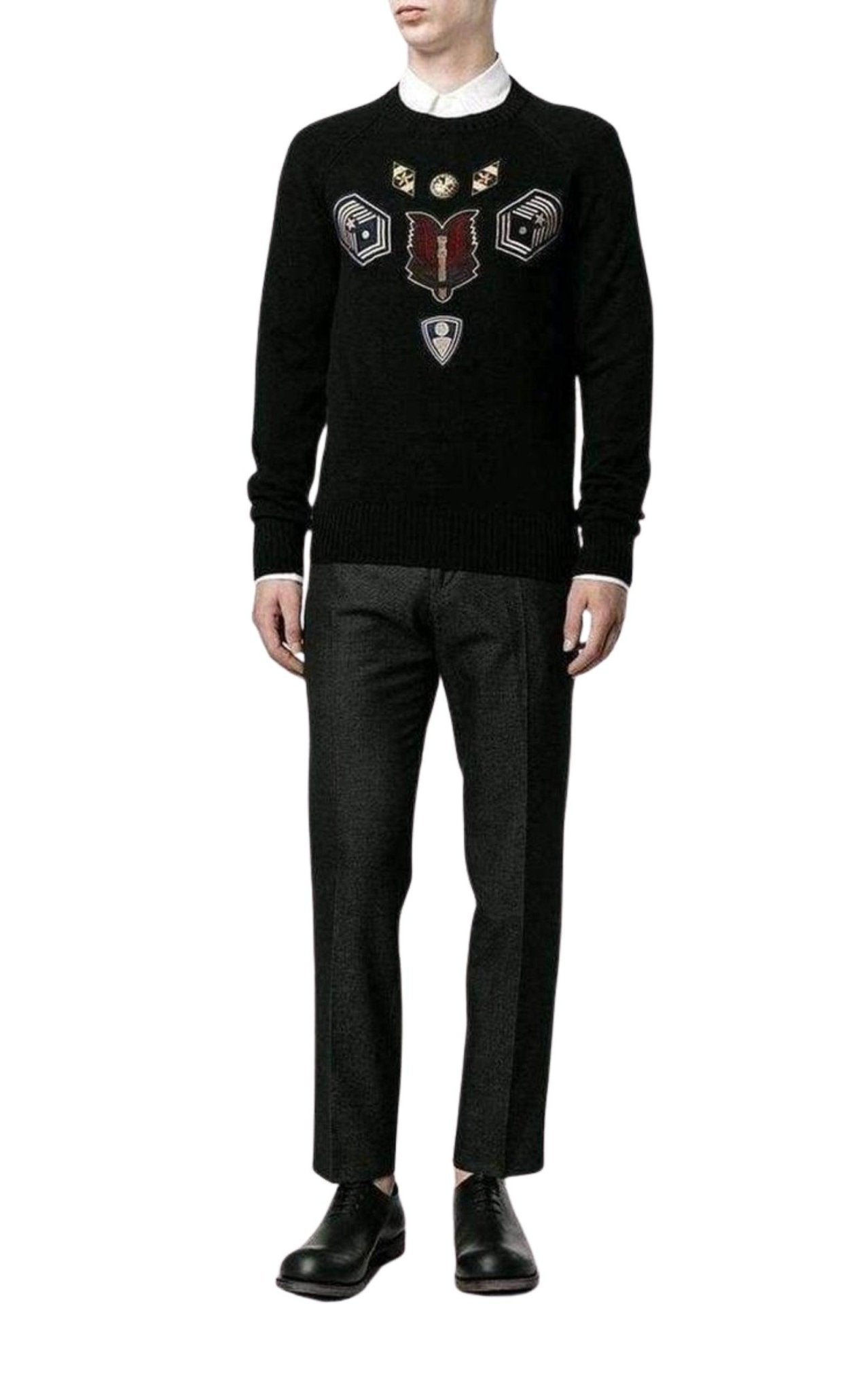 Dries Van Noten Embroidered Master Patch Cashmere Sweater - Runway Catalog