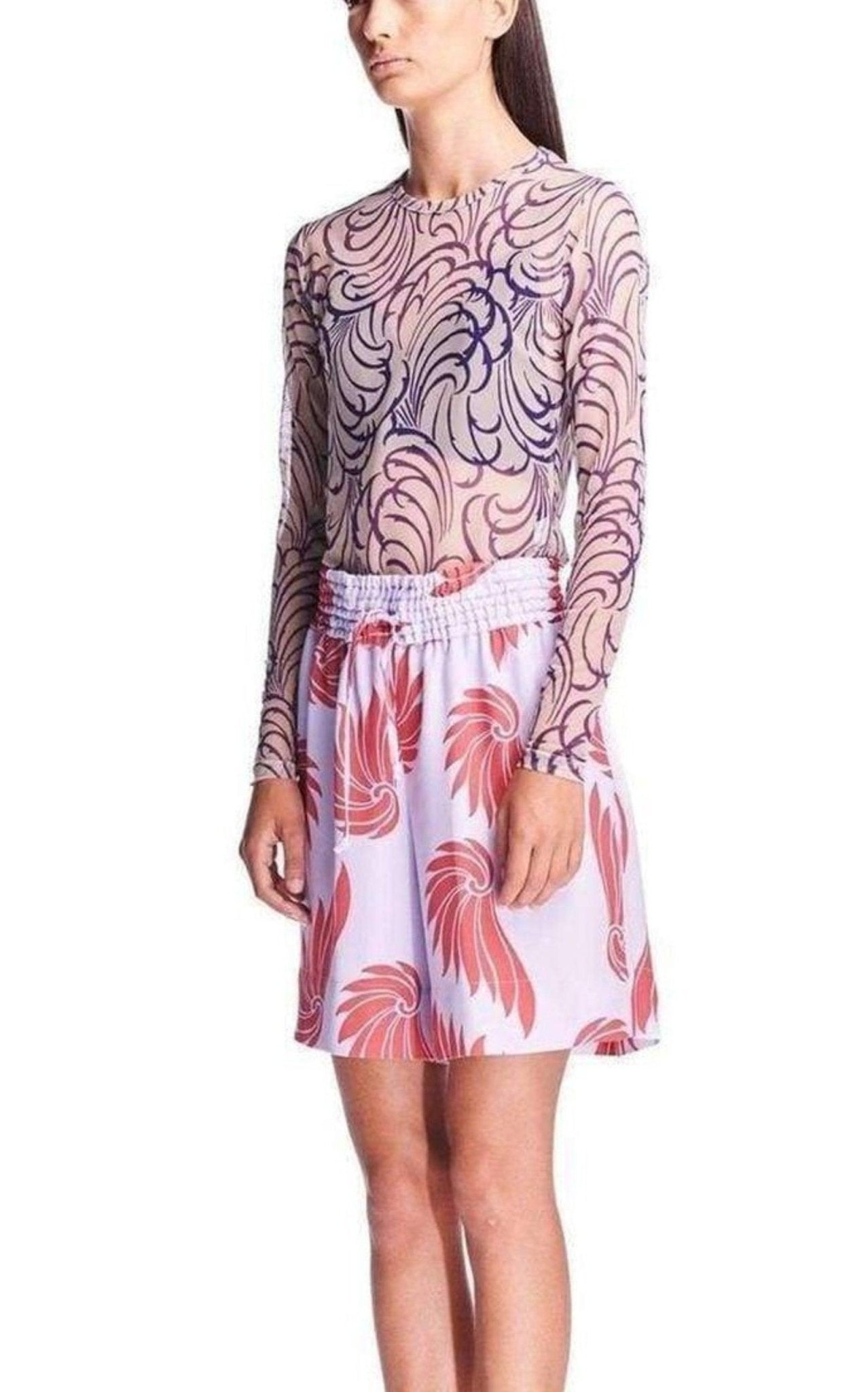 Dries Van Noten Feather Printed Shorts - Runway Catalog