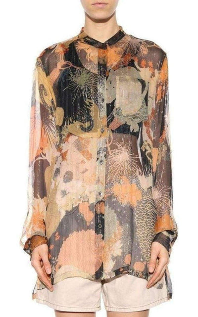 Dries Van Noten Floral Print Silk Chiffon Shirt - Runway Catalog