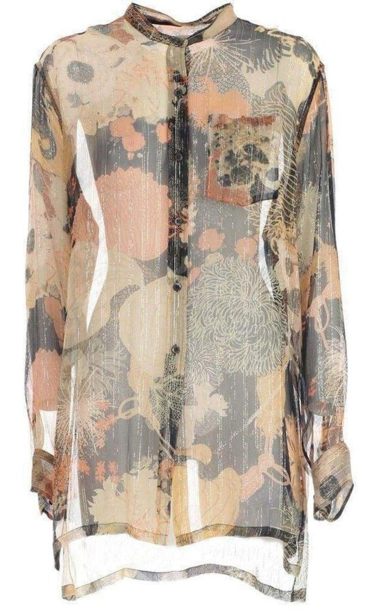 Dries Van Noten Floral Print Silk Chiffon Shirt - Runway Catalog