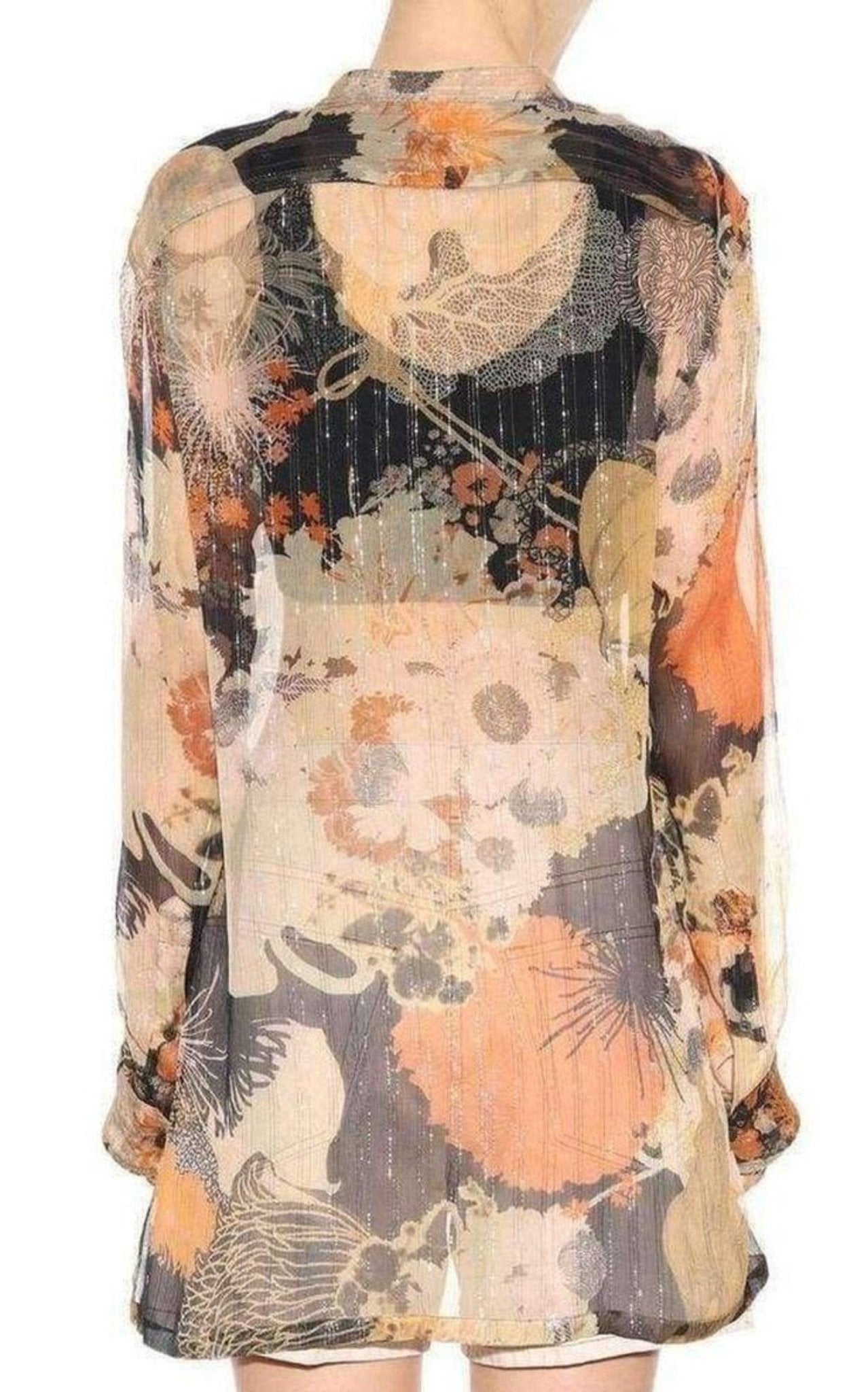 Dries Van Noten Floral Print Silk Chiffon Shirt - Runway Catalog