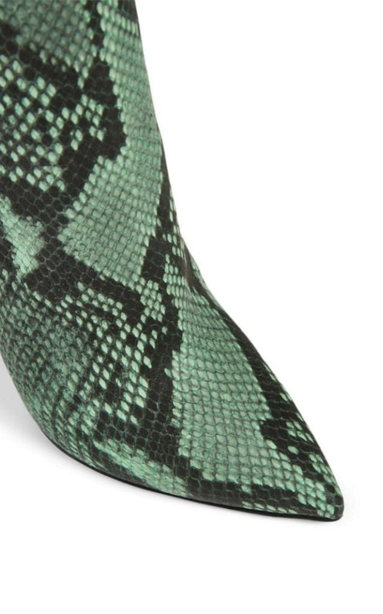 Dries Van Noten Green 100 Snake Print Leather Boots - Runway Catalog