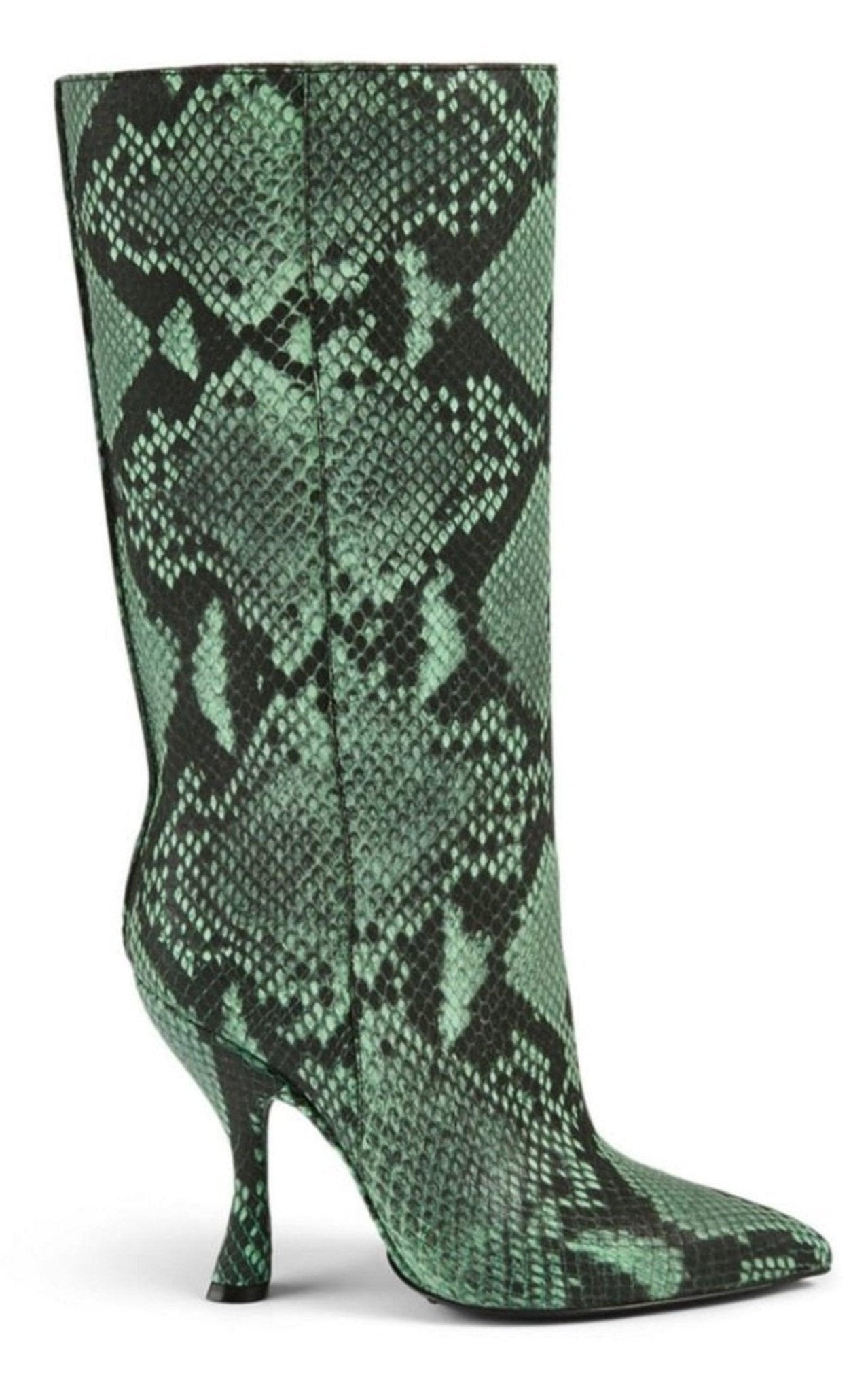 Dries Van Noten Green 100 Snake Print Leather Boots - Runway Catalog