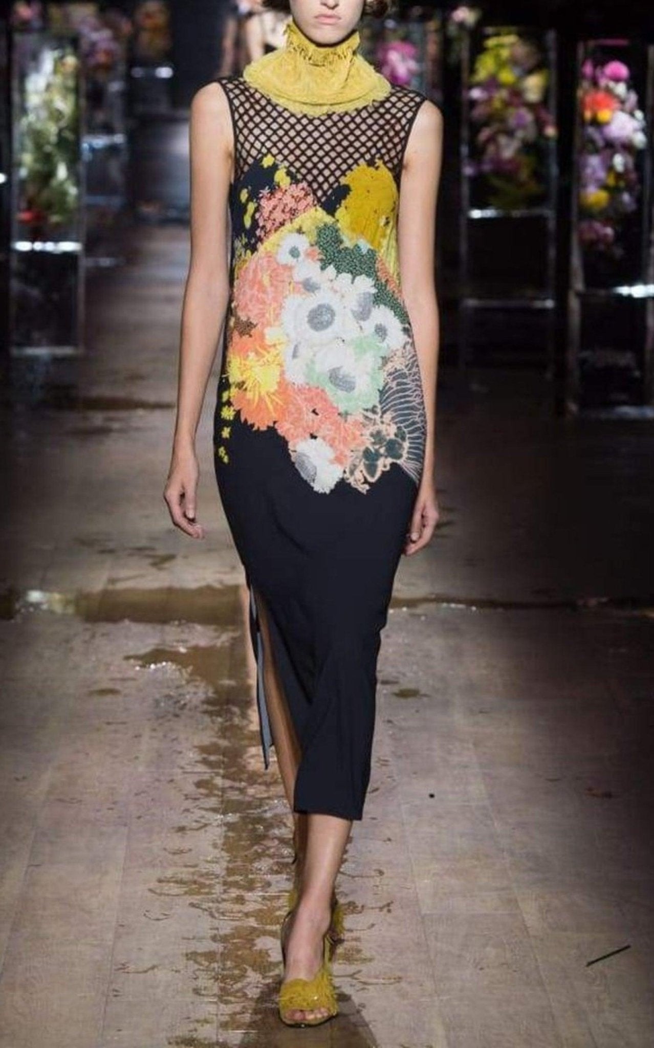 Dries Van Noten Mesh - Yoke Maxi Dress - Runway Catalog