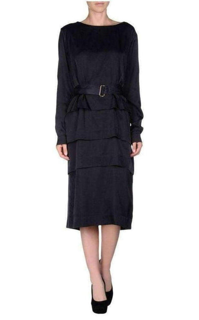 Dries Van Noten Navy Cotton Blend Layered Dress - Runway Catalog