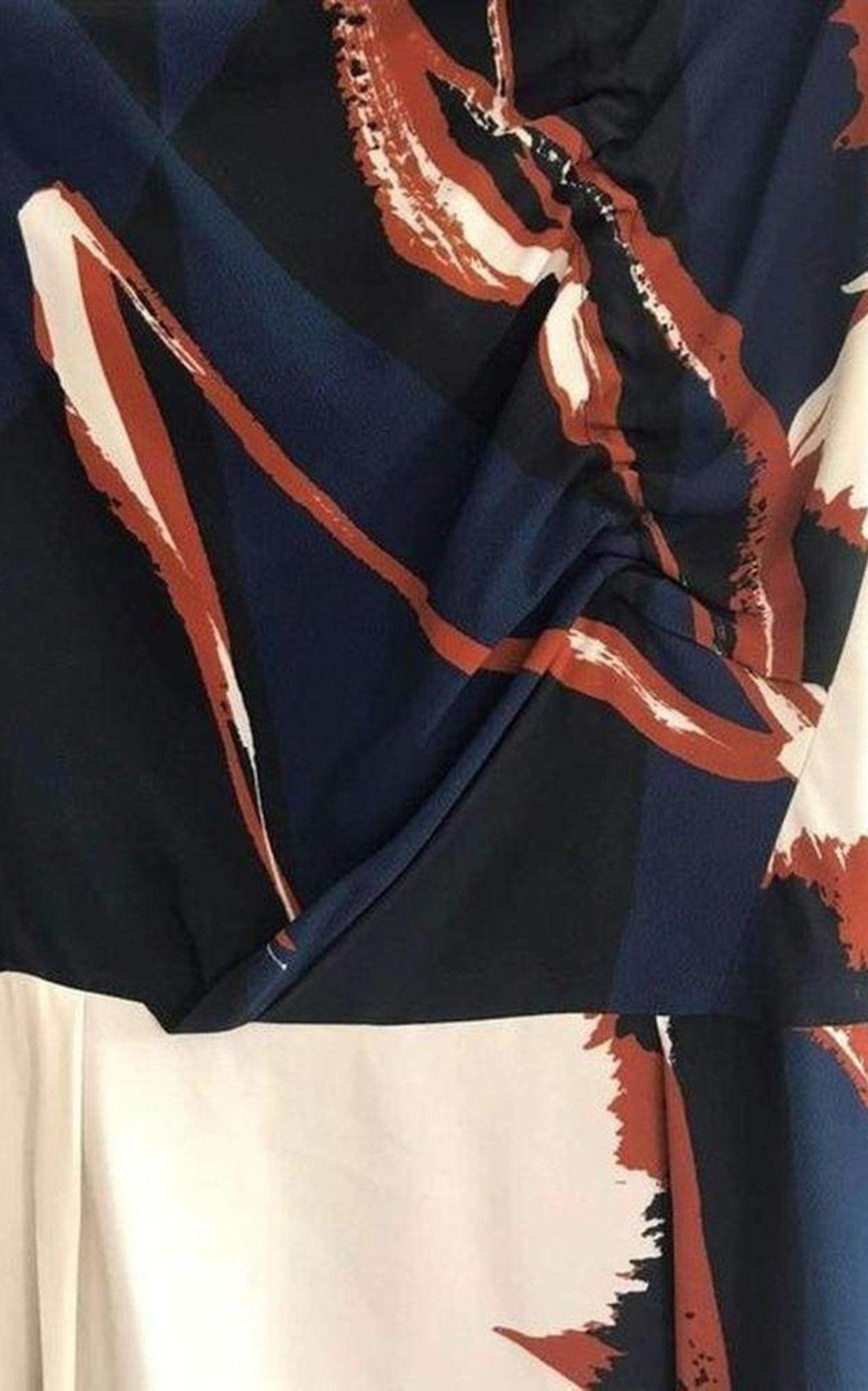 Dries Van Noten Navy Crepe Abstract Print Dress - Runway Catalog