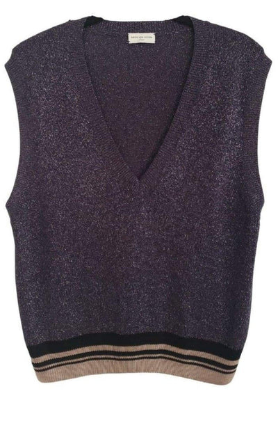 Purple Lurex V-neck Sleeveless Top Dries Van Noten