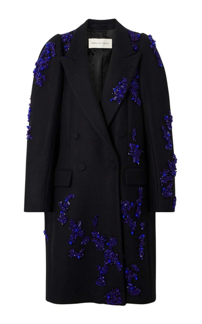 Dries Van Noten Rinky Embroidered Wool - Blend Cocoon Coat - Runway Catalog