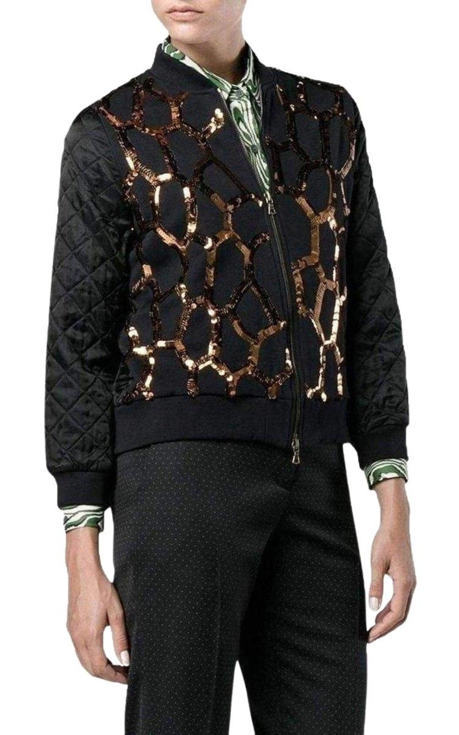 Sequin Zip-Up Jacket Dries Van Noten