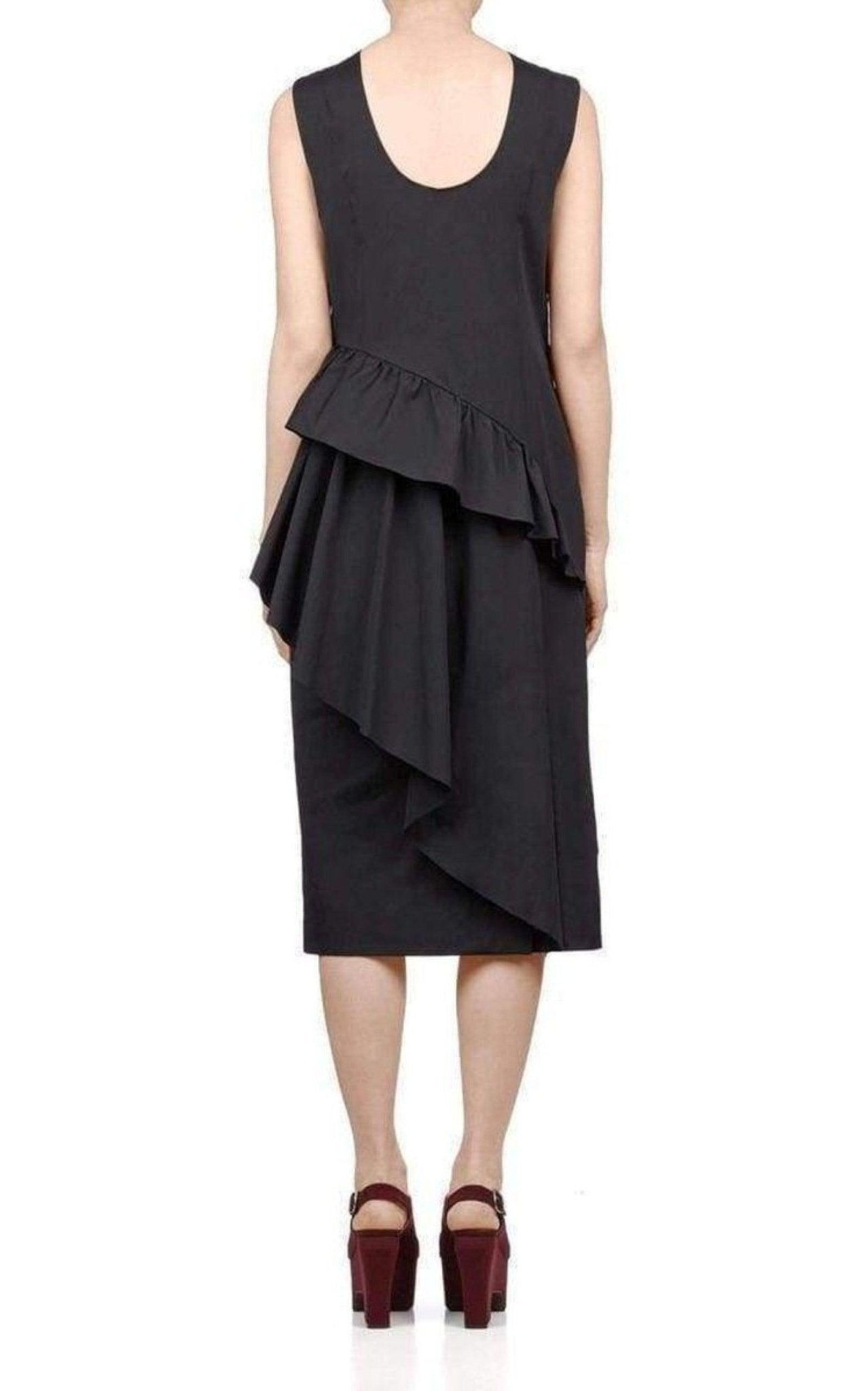 Dries Van Noten Sequinned Asymmetric Ruffle Cotton Dress - Runway Catalog