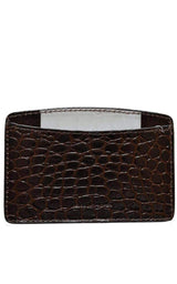 Two Tone Crock Print Leather Card Holder Dries Van Noten