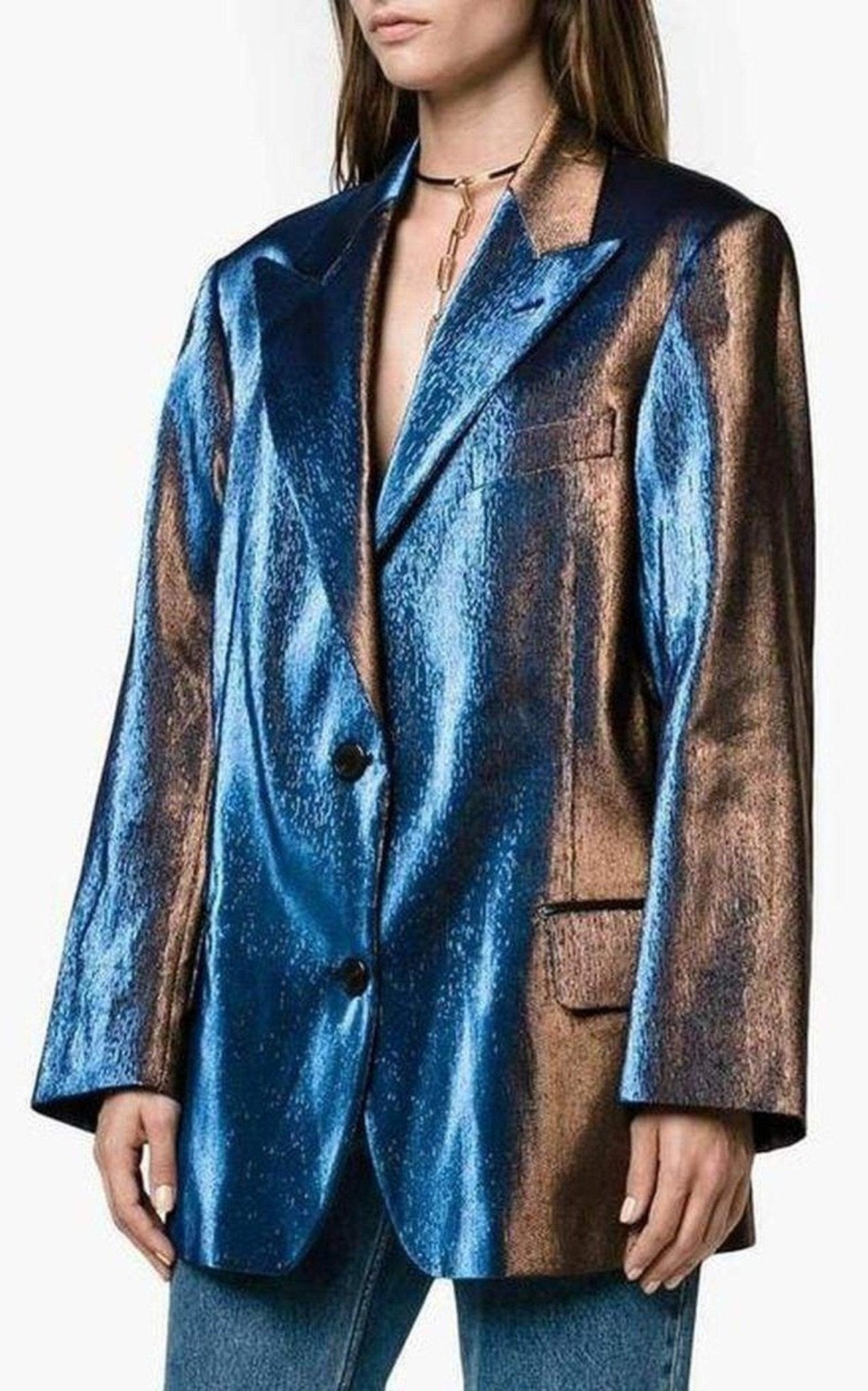 Dries Van Noten Two - Tone Lamé Blazer - Runway Catalog