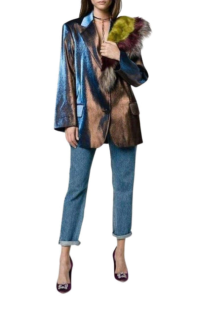 Dries Van Noten Two - Tone Lamé Blazer - Runway Catalog