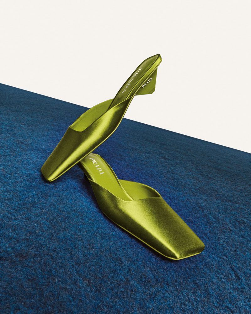 Green Satin Mules Loafers