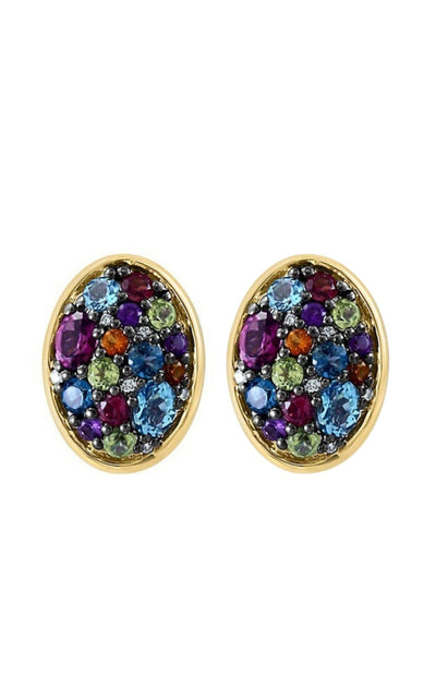 Effy Diamond and 5 Gem Stud Earrings - Silver and Gold - Runway Catalog