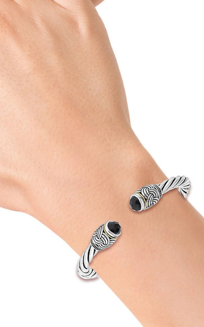 Effy Effy Sterling Silver, 18K Yellow Gold & Onyx Bangle Bracelet - Runway Catalog