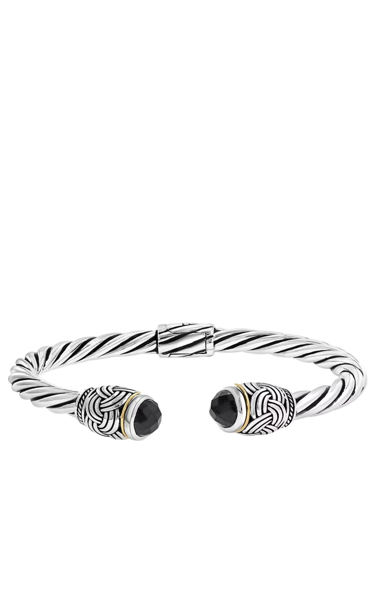 Effy Effy Sterling Silver, 18K Yellow Gold & Onyx Bangle Bracelet - Runway Catalog