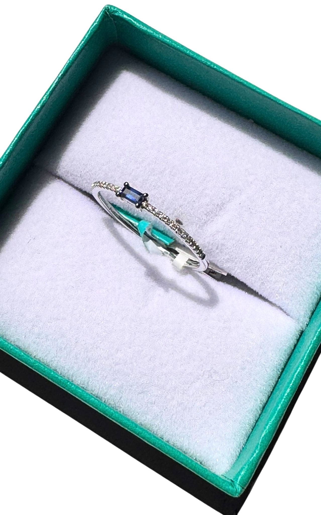 Effy Royale Bleu 14K White Gold Natural Sapphire 0.08 CT. T.W. Diamond Ring Size 7 - Runway Catalog