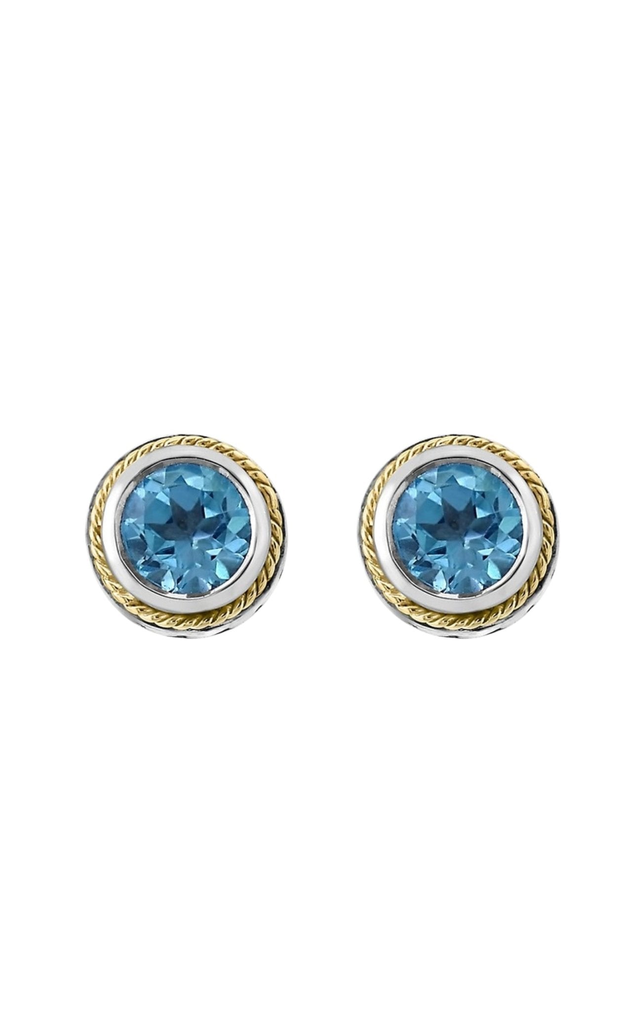 Effy Sterling Silver, 18K Yellow Gold & Blue Topaz Stud Earrings - Runway Catalog