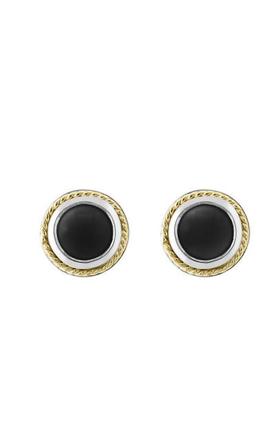 Effy Sterling Silver, 18K Yellow Gold & Onyx Stud Earrings - Runway Catalog
