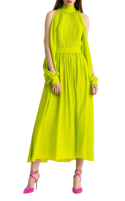 Elie Saab Lime Green Silk Dress - Runway Catalog