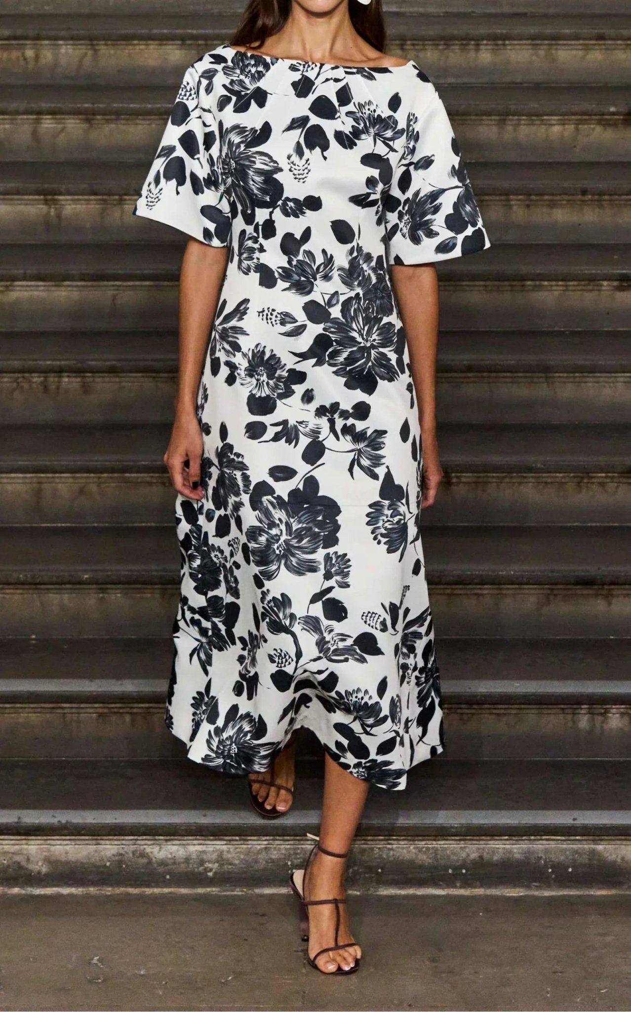 EMILIA WICKSTEAD Kora Floral - print Twill Midi Dress - Runway Catalog