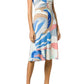 Emilio Pucci Blue Acapulco Print Gathered Silk Blend Dress