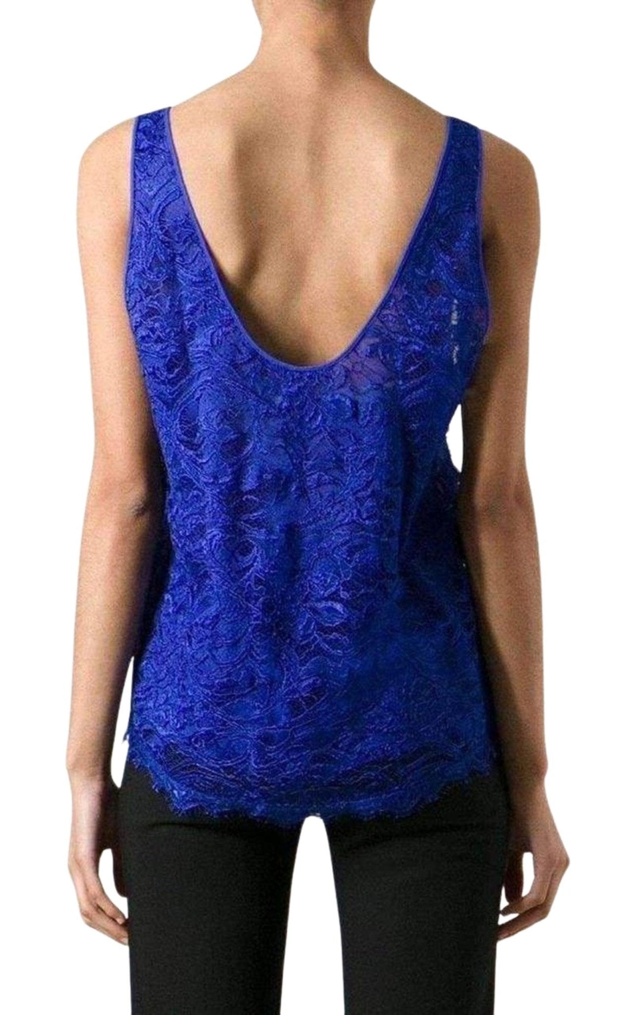 Emilio Pucci Blue Lace Tank Top - Runway Catalog