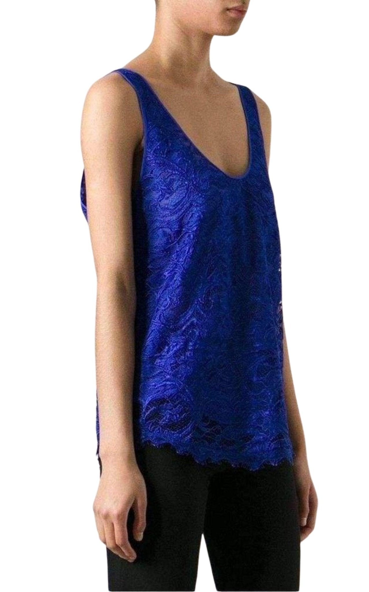 Emilio Pucci Blue Lace Tank Top - Runway Catalog