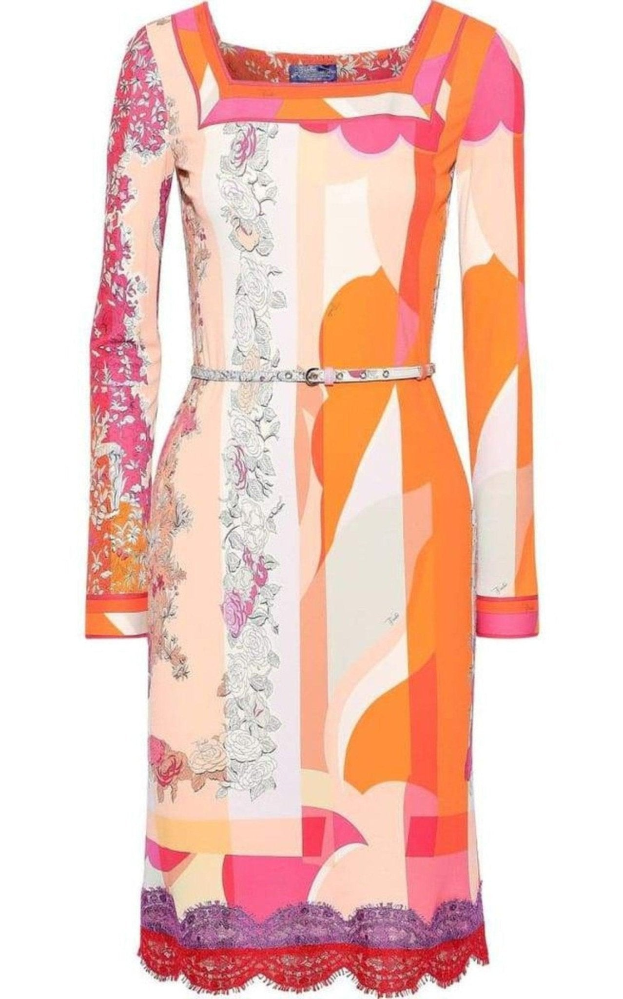 Emilio Pucci Lace - Trimmed Printed Jersey Dress - Runway Catalog