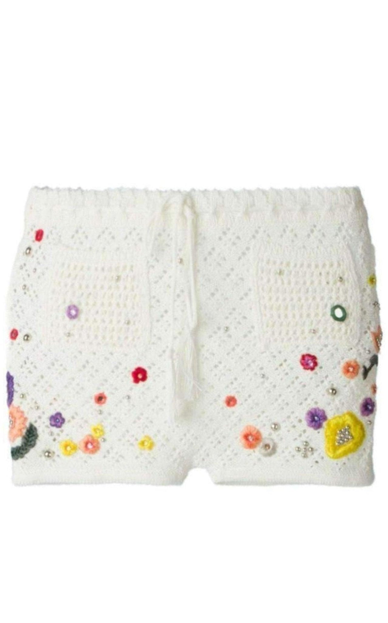 Emilio Pucci Poppy Rocks Embellished Crochet Shorts - Runway Catalog