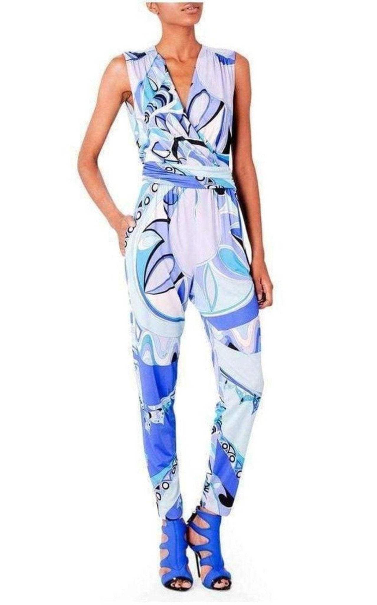 Emilio Pucci Print Cross Front Jumpsuit - Runway Catalog