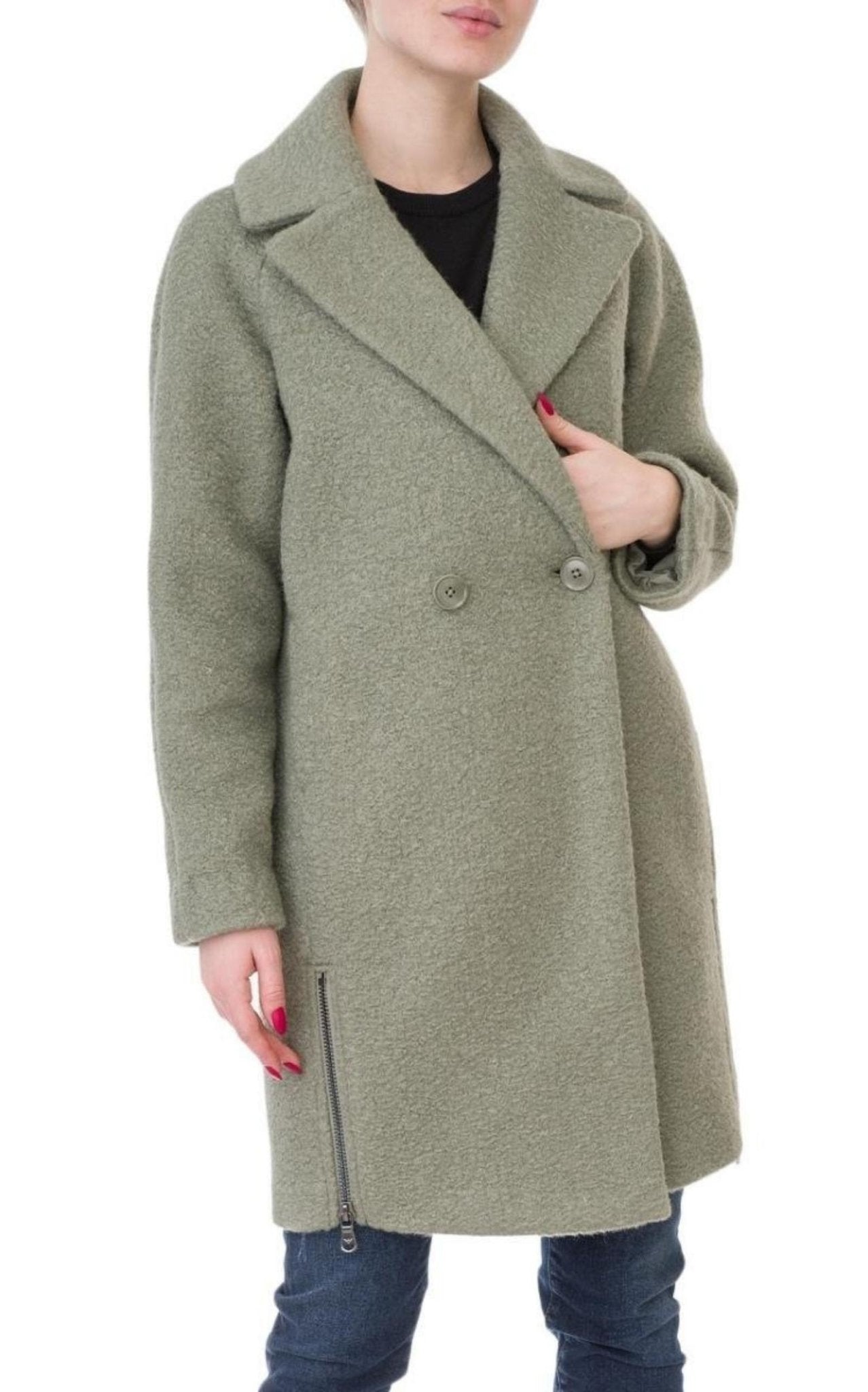 Emporio Armani Double - breasted Celadon Green Coat - Runway Catalog