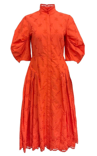 Erdem Zelda Broderie Anglaise Poplin Midi Dress - Runway Catalog