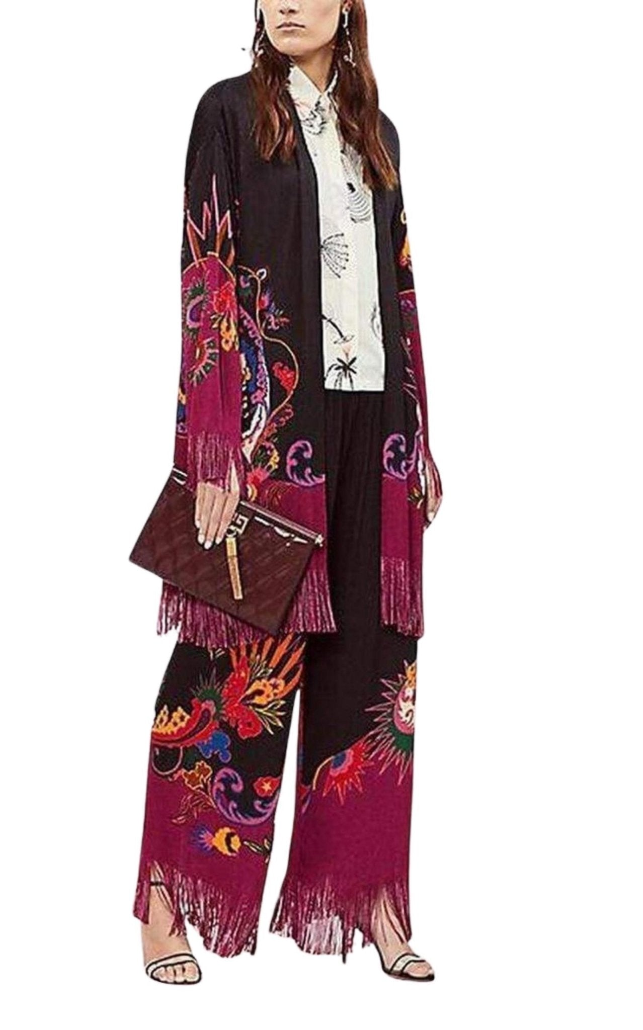 Etro Fringe Jacquard Floral Cardigan Jacket - Runway Catalog