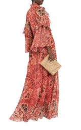 Paisley-print Ruffle Silk Gown Etro