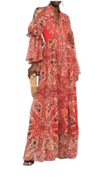 Paisley-print Ruffle Silk Gown Etro