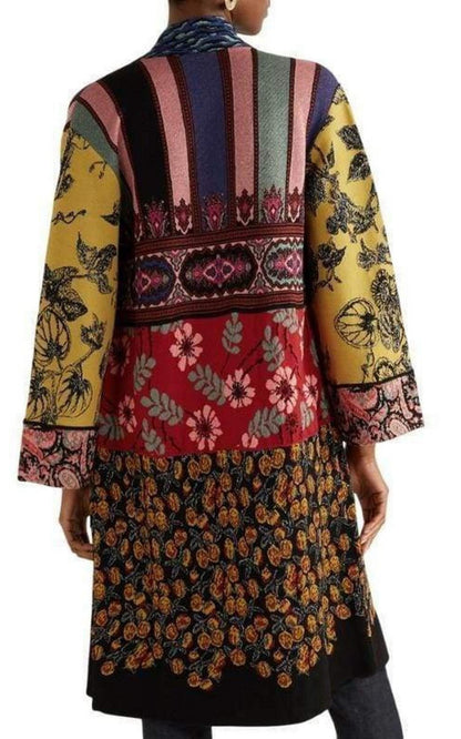 Patchwork Metallic Jacquard-Knit Cardigan Coat Etro