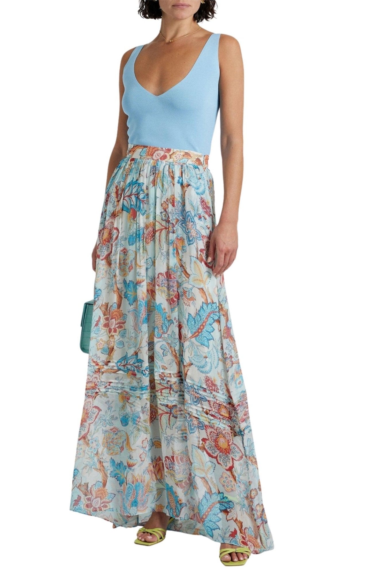 Etro Pleated Floral Print Maxi Skirt - Runway Catalog