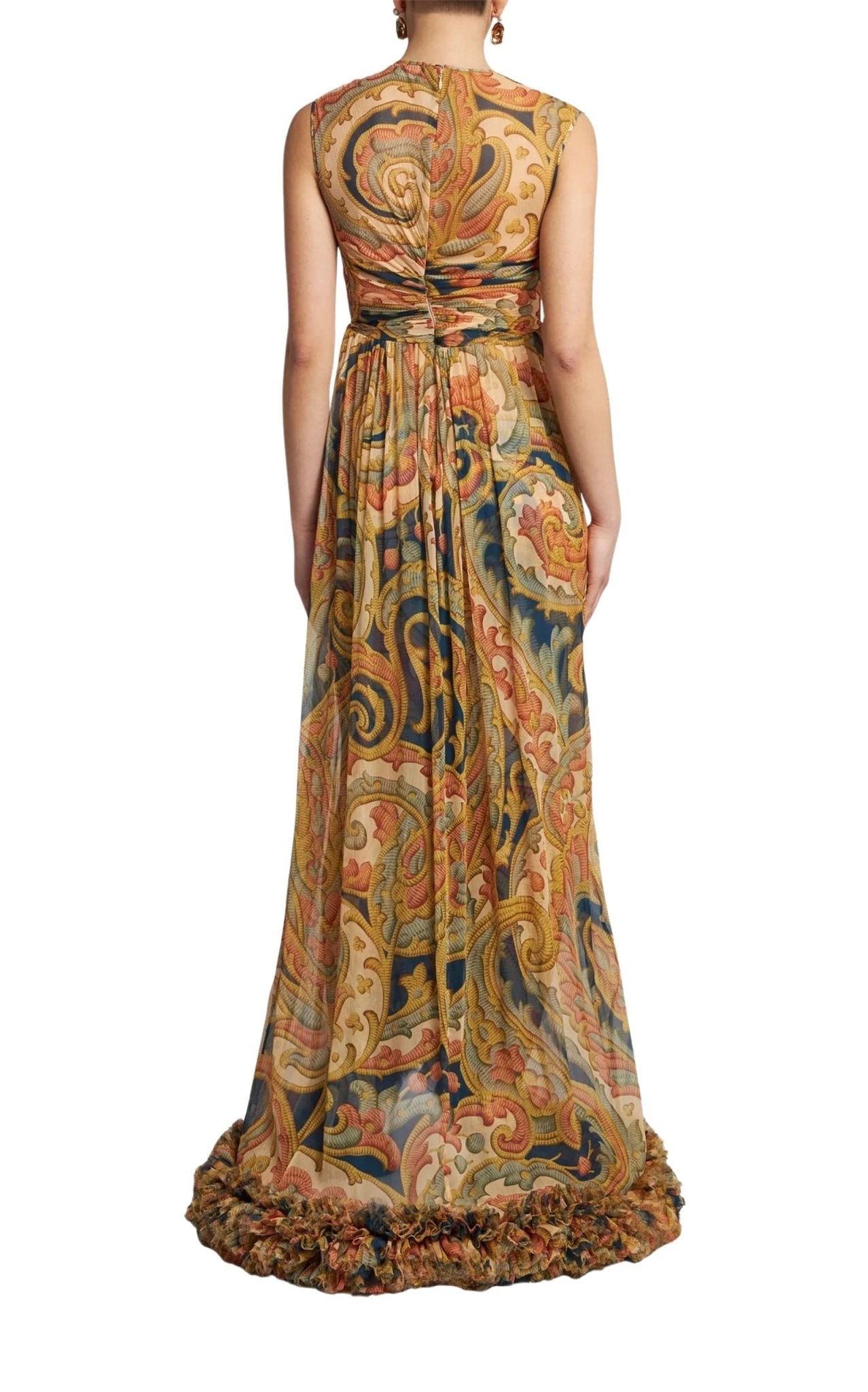 Etro Ruched - detailing Printed Silk Maxi Dress - Runway Catalog