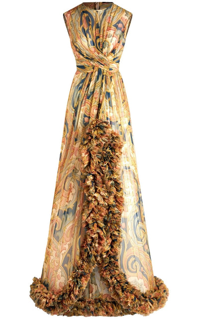 Etro Ruched - detailing Printed Silk Maxi Dress - Runway Catalog