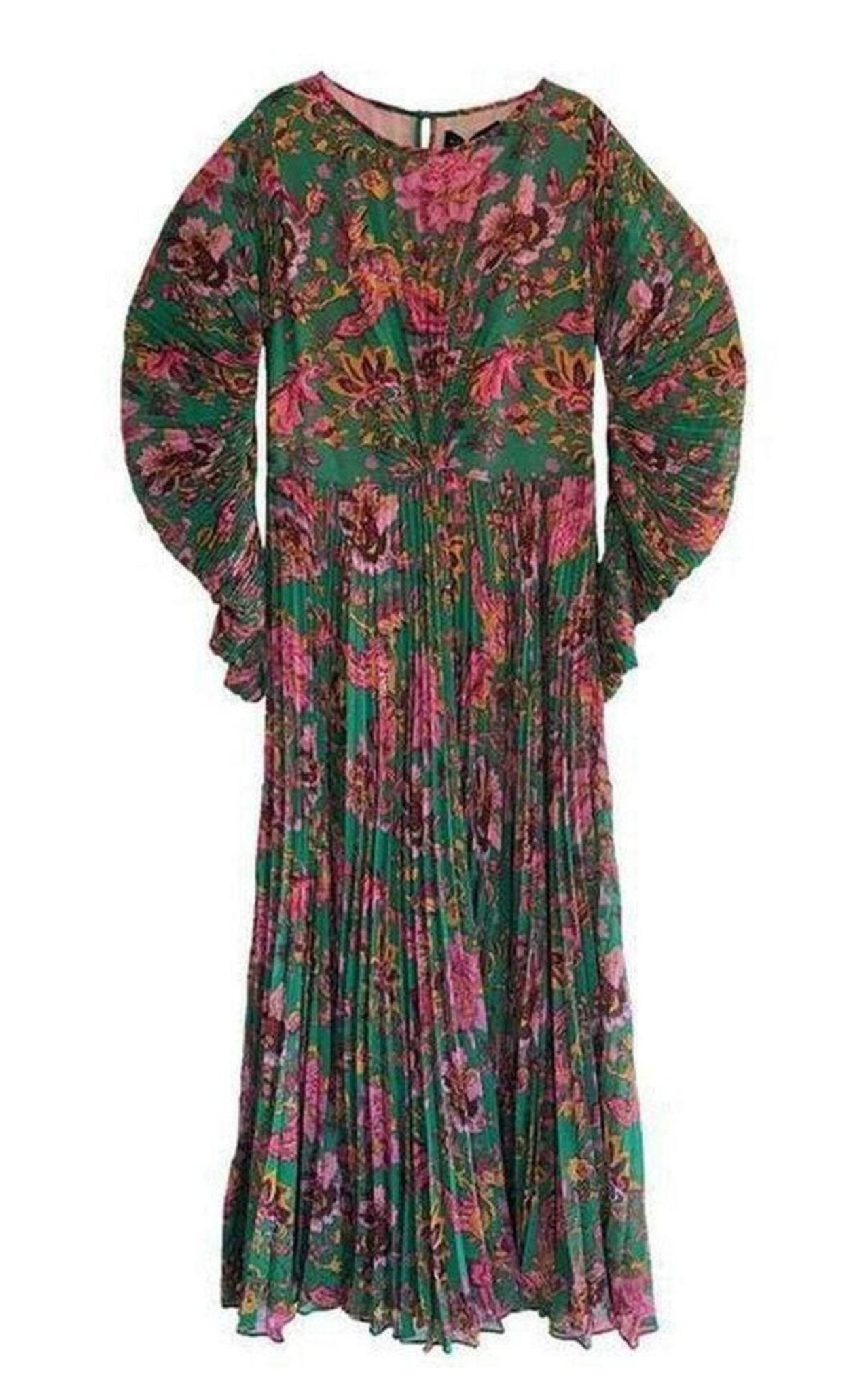 Etro Ying Yang Micro - Print Pleated Chiffon Gown - Runway Catalog