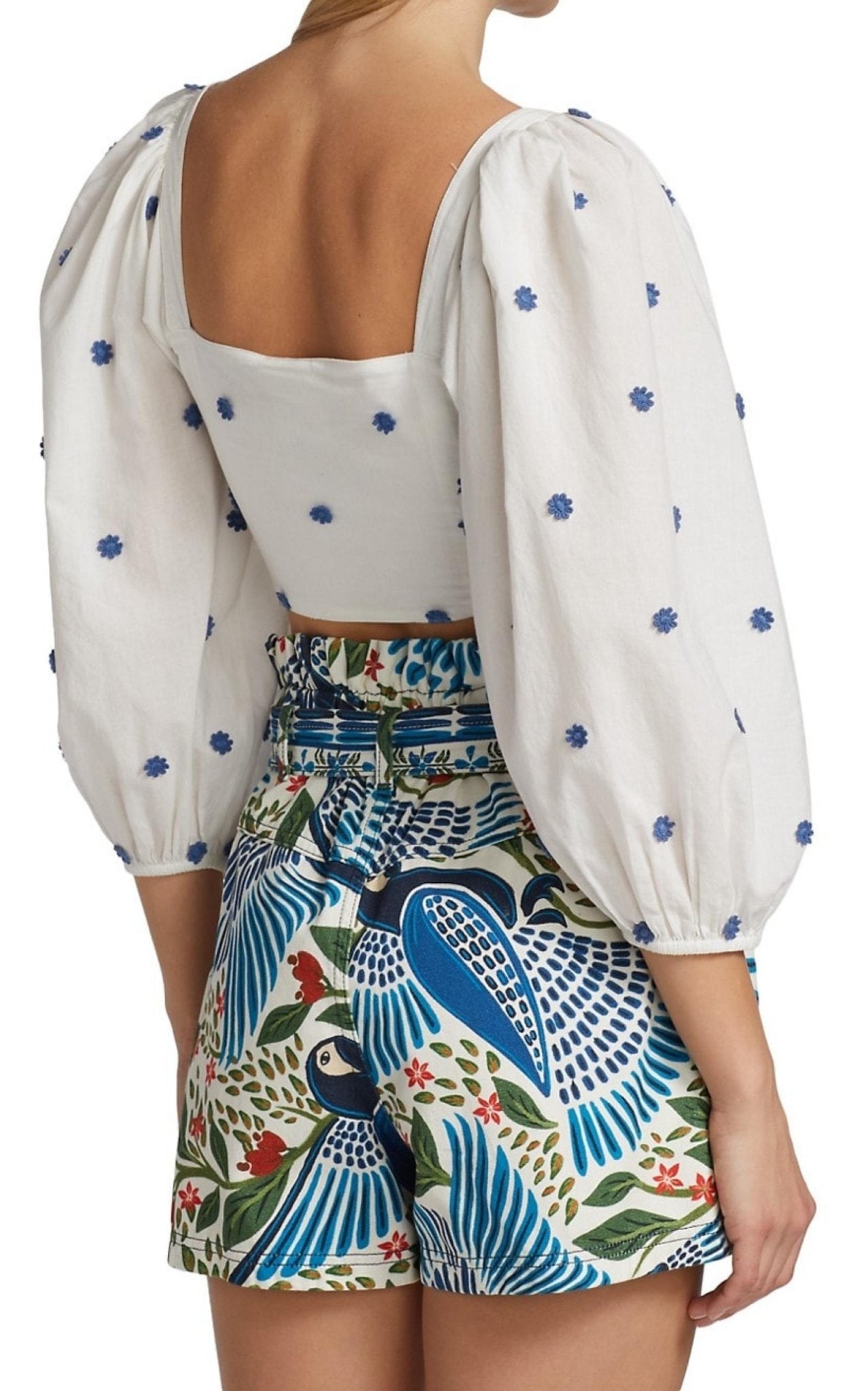 Farm Rio Flower - Embroidered Cotton Crop Top - Runway Catalog