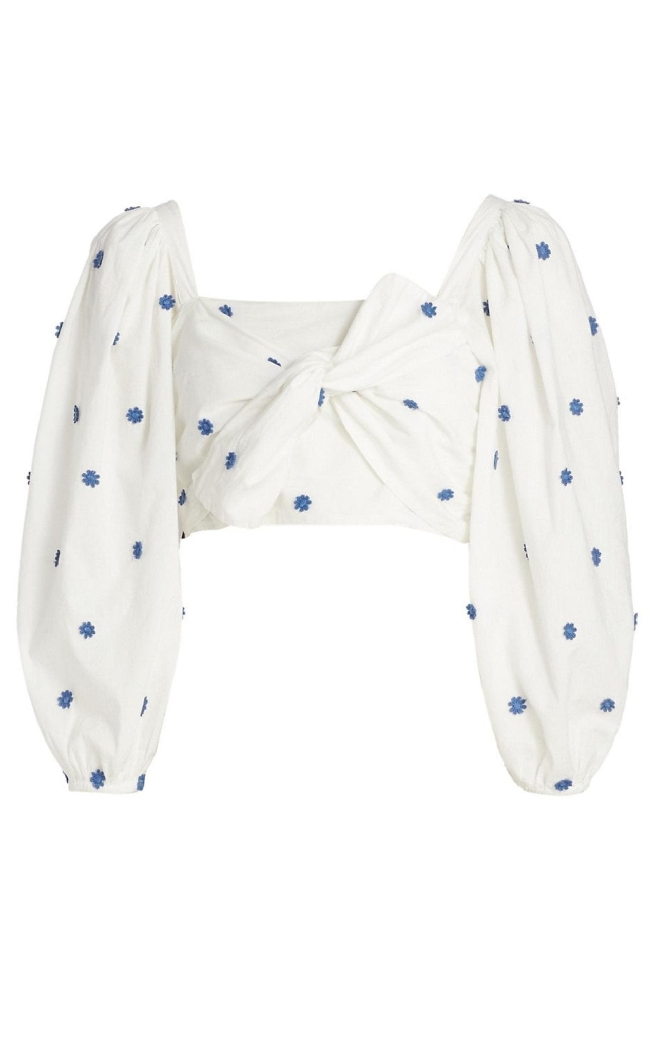 Farm Rio Flower - Embroidered Cotton Crop Top - Runway Catalog