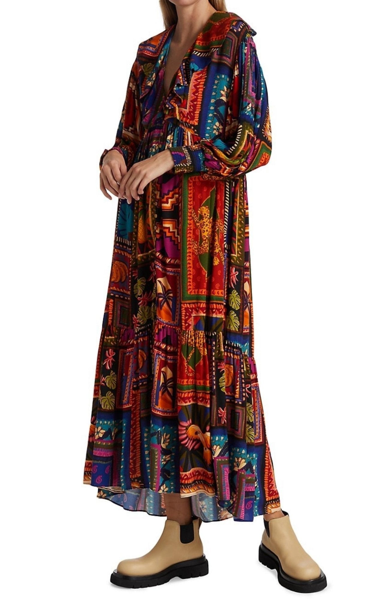 Farm Rio Patchwork Tapestry Ankle Maxi Dress - Runway Catalog