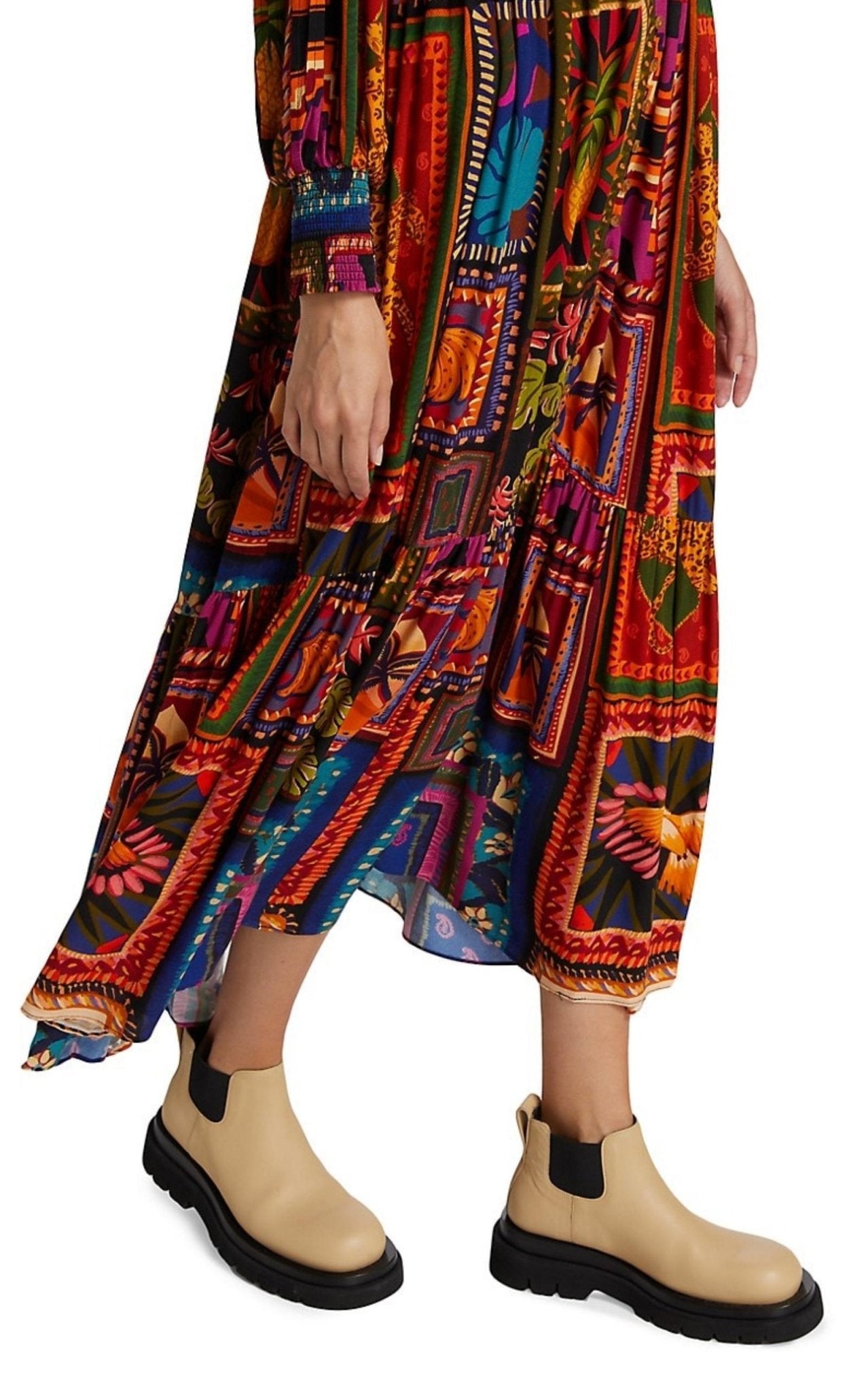 Farm Rio Patchwork Tapestry Ankle Maxi Dress - Runway Catalog