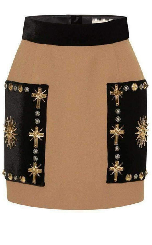 Embellished Velvet Mini Skirt Fausto Puglisi