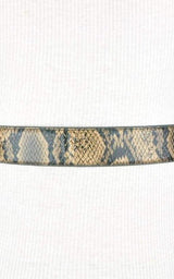  BCBGMAXAZRIAFaux Snake Leather Metallic Chain Toggle Belt - Runway Catalog